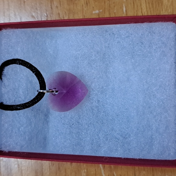 Evening Raspberry Crystal Heart Necklace - Picture 3 of 6